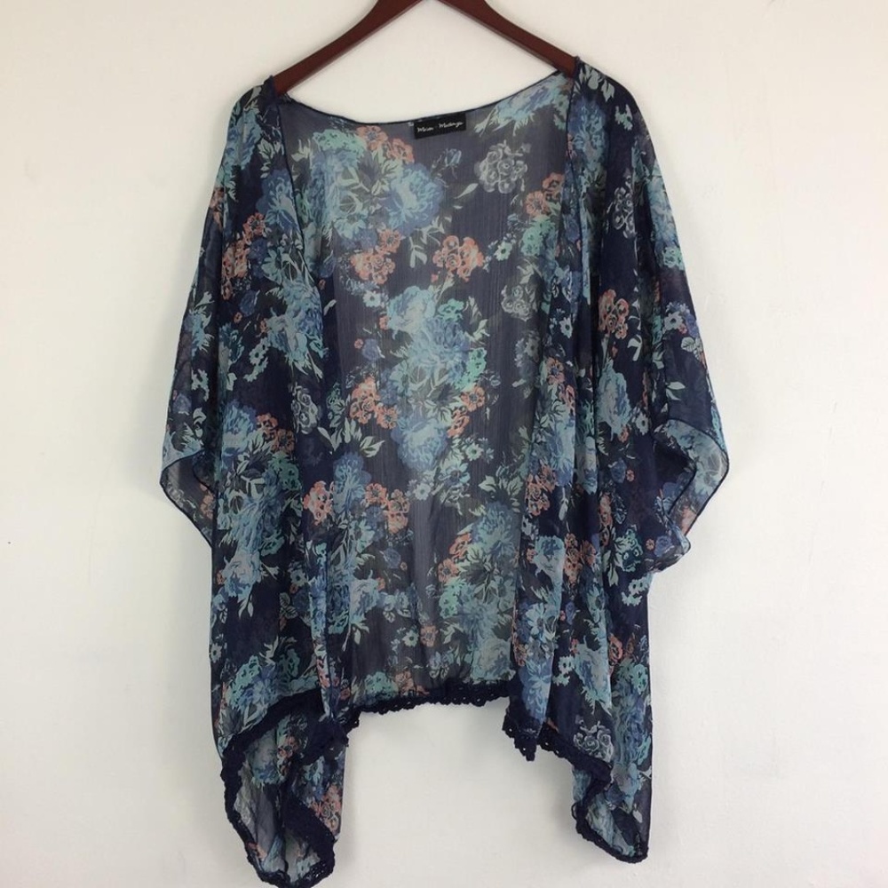 Blue Sheer Kimono - 2X-4X